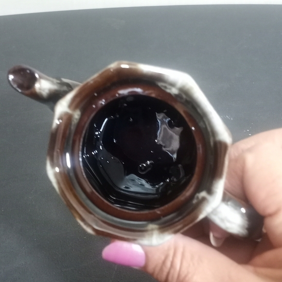 VINTAGE McCoy Speckle Drip Glaze Art Pottery Teapot - Picture 8 of 9